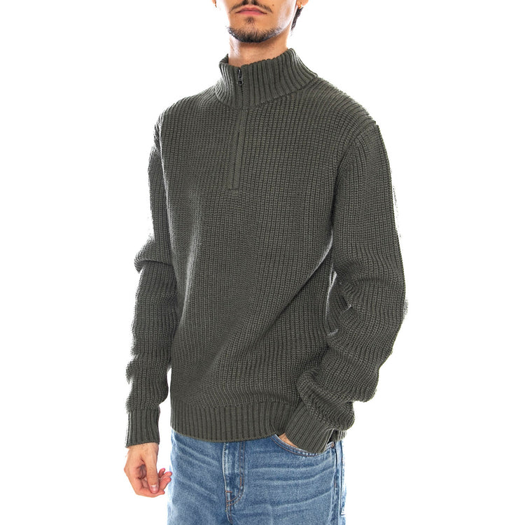 Clean Half Zip Knit Olive Gray - Maglione Collo Alto Uomo Grigio 112370539 . LEE 