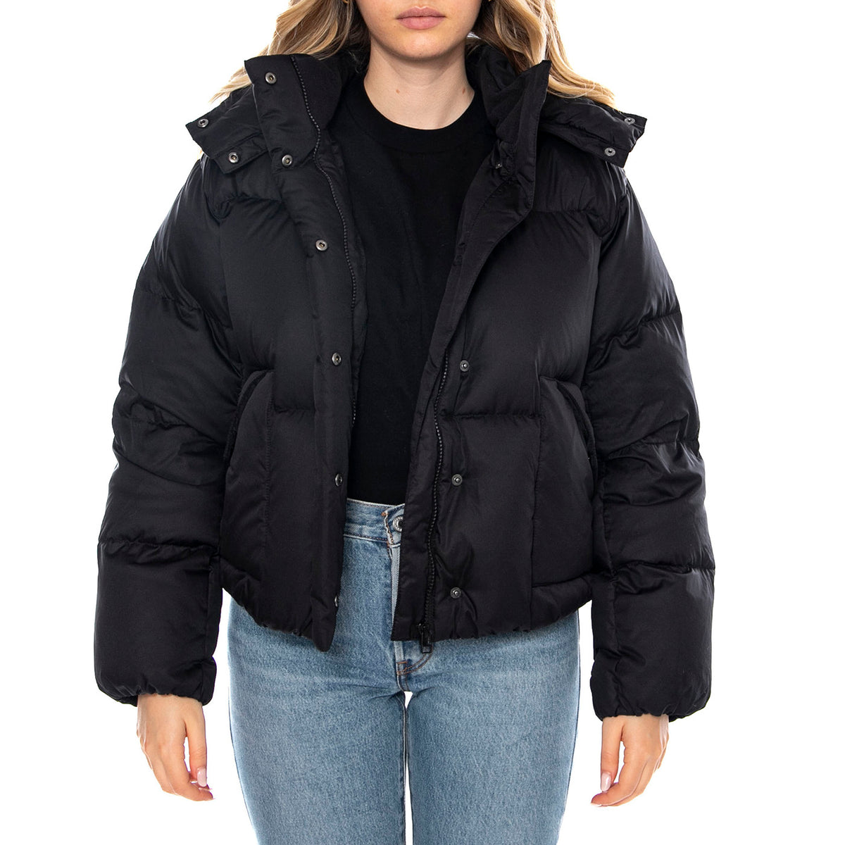 Western Bubble Shortie - Anthracite Night Black - Giacca Piumino Donna Nera 003MD-0001 . LEVIS 