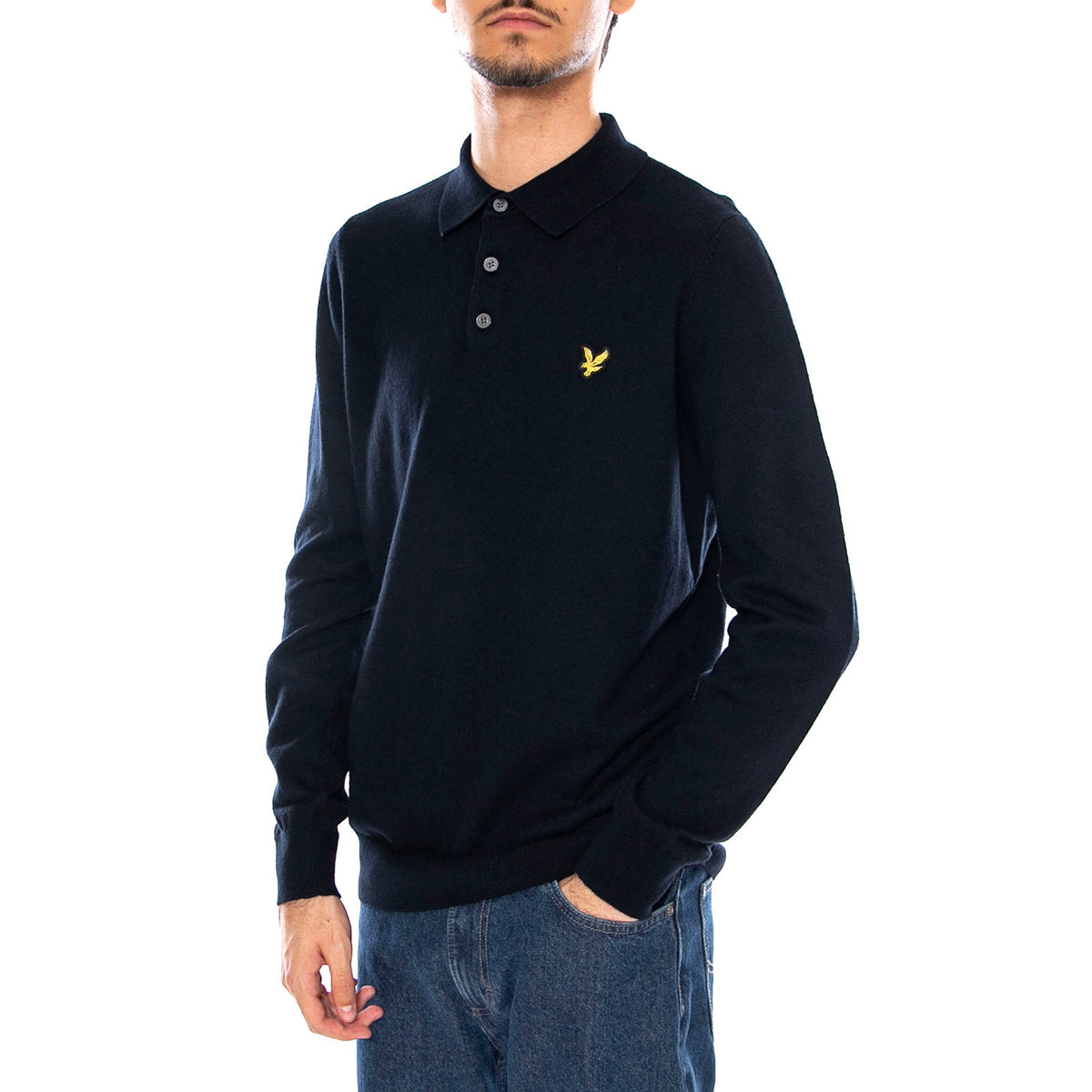 Cotton Merino Long Sleeve Knit Dark Navy - Maglione Polo Uomo Blu KN2113VC-Z271 . LYLE & SCOTT 