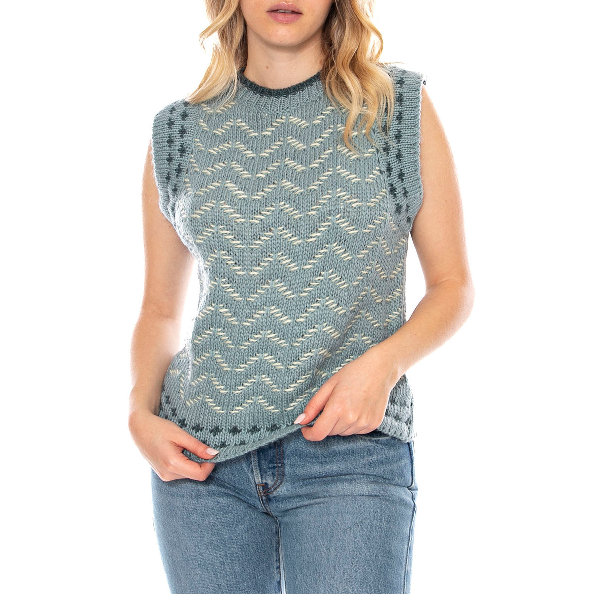 Knitted Vests 522 Blue Tipi Smanicato - Gilet Donna Multicolore MD'M 3.46.103.45 . MD'M 