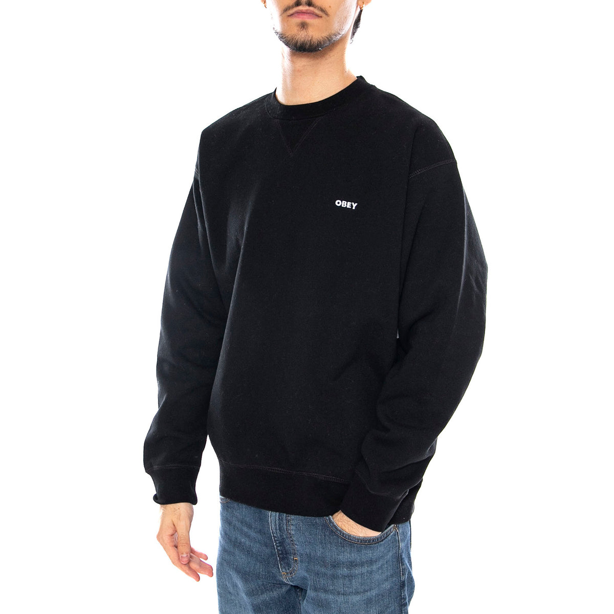 Established Works Bold Crew II Fleece Black - Felpa Girocollo Nera 112480152 BLK OBEY 