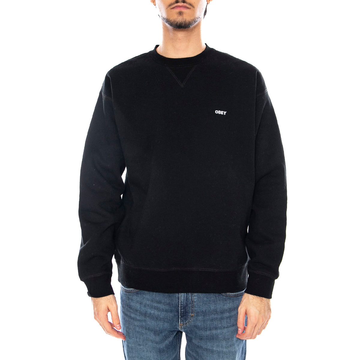 Established Works Bold Crew II Fleece Black - Felpa Girocollo Nera 112480152 BLK OBEY 