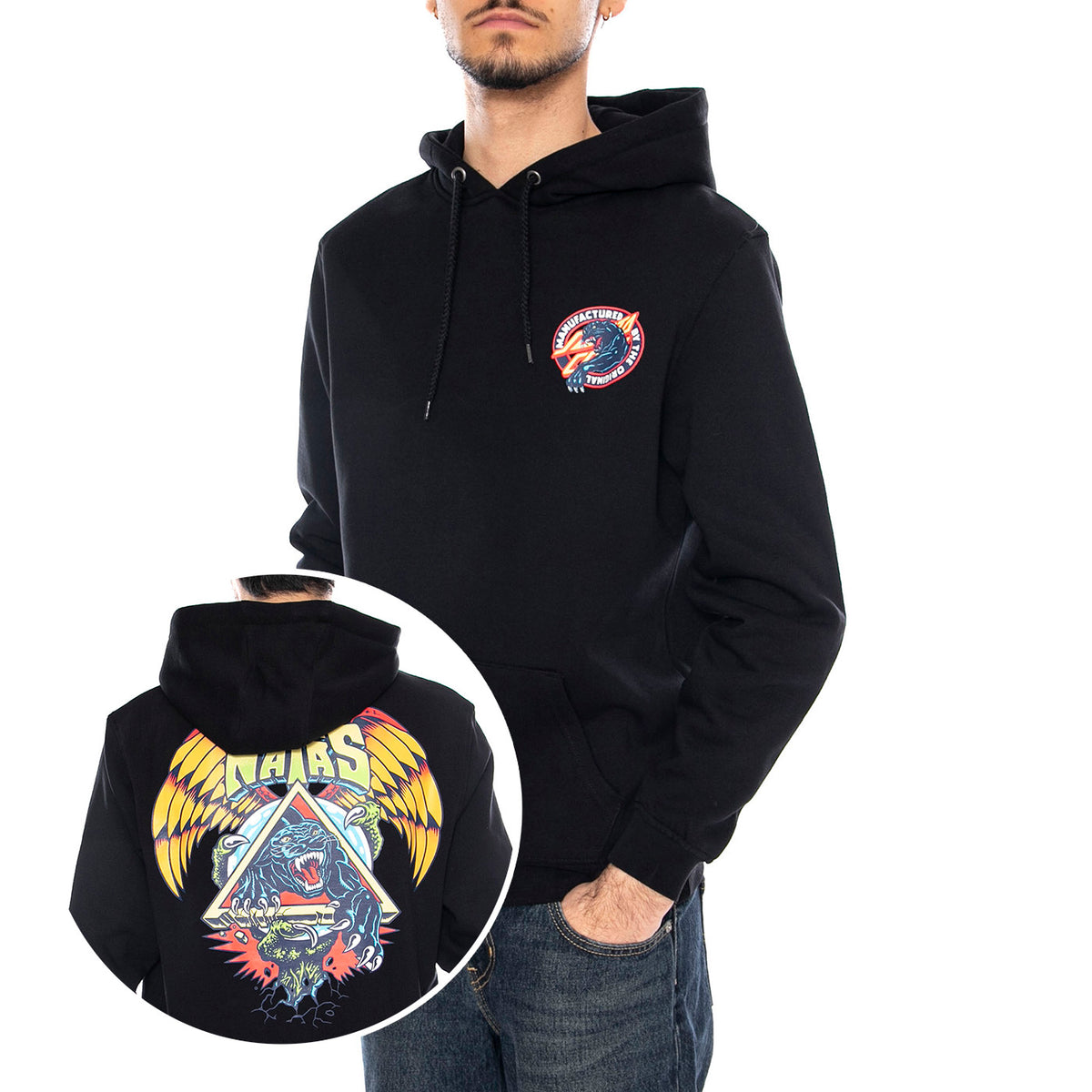 Natas SC Panther Hood -- Felpa Uomo Cappuccio Nera SCA-HDY-10027 Black SANTA CRUZ 