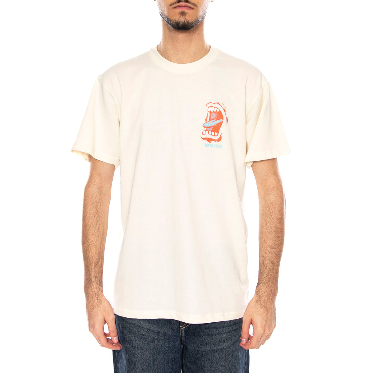 VTG Screaming Connect -- Maglietta Uomo Ecrù SCA-TEE-12993 Unbleached Cotton SANTA CRUZ 