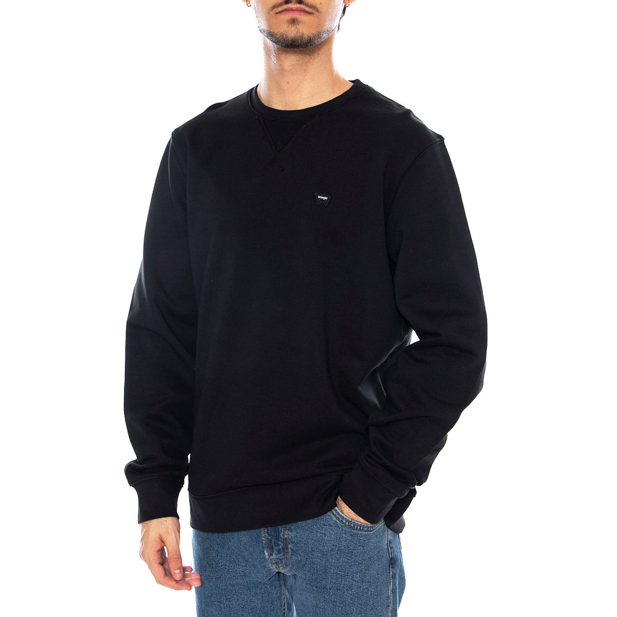 Sign Off Crew Black - Felpa Girocollo Uomo Nera 112350535 . WRANGLER 