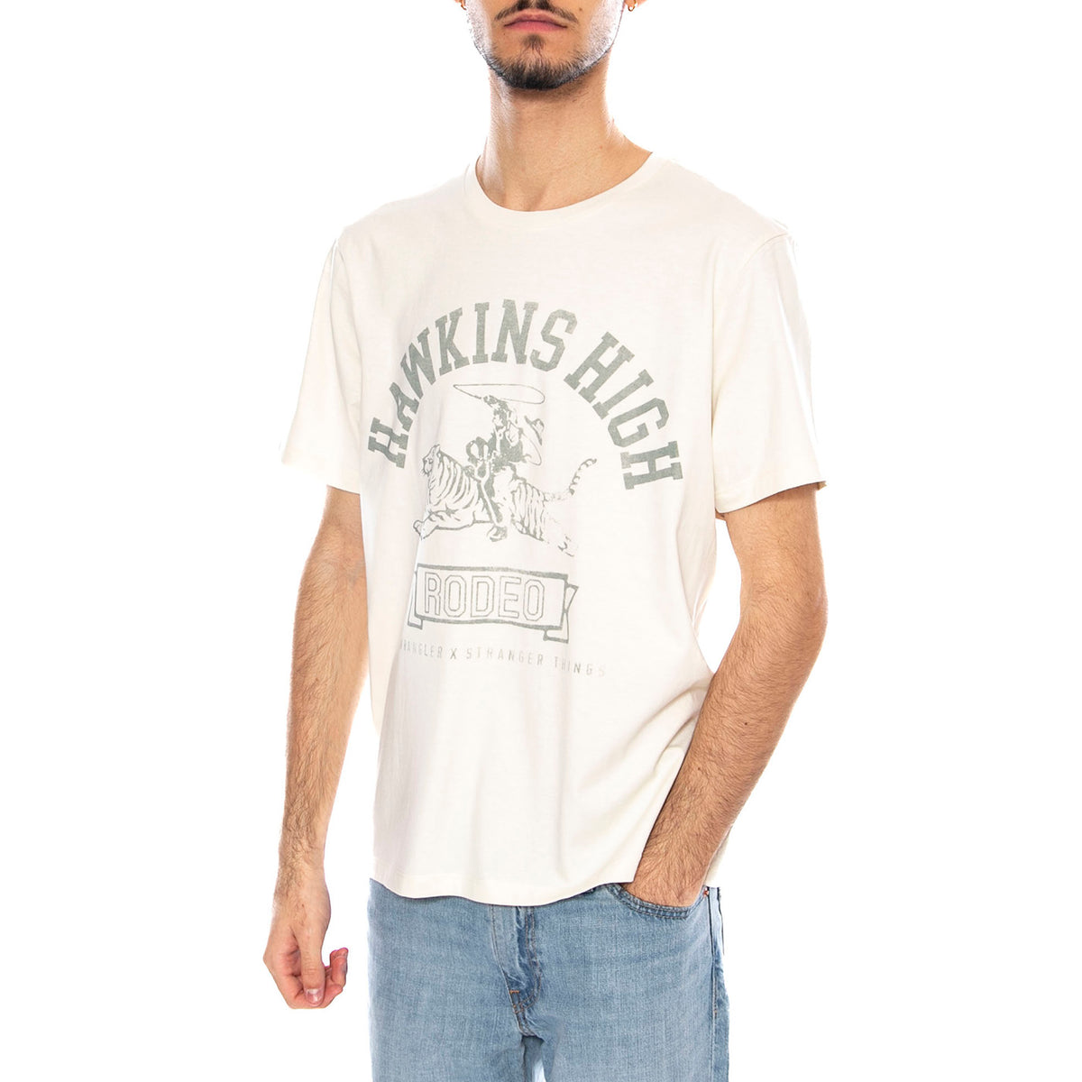 Hawkins High Tee Marshmallo W - Maglietta Girocollo Uomo Beige 112378555 . WRANGLER 