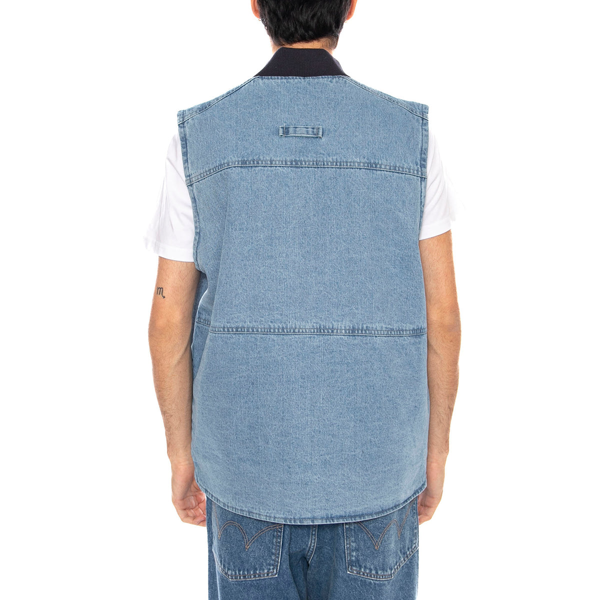 Spring Denim Vest Light Wash - Giacca Smanicata Denim Jeans Uomo Blu 6040116 10135 CAT 