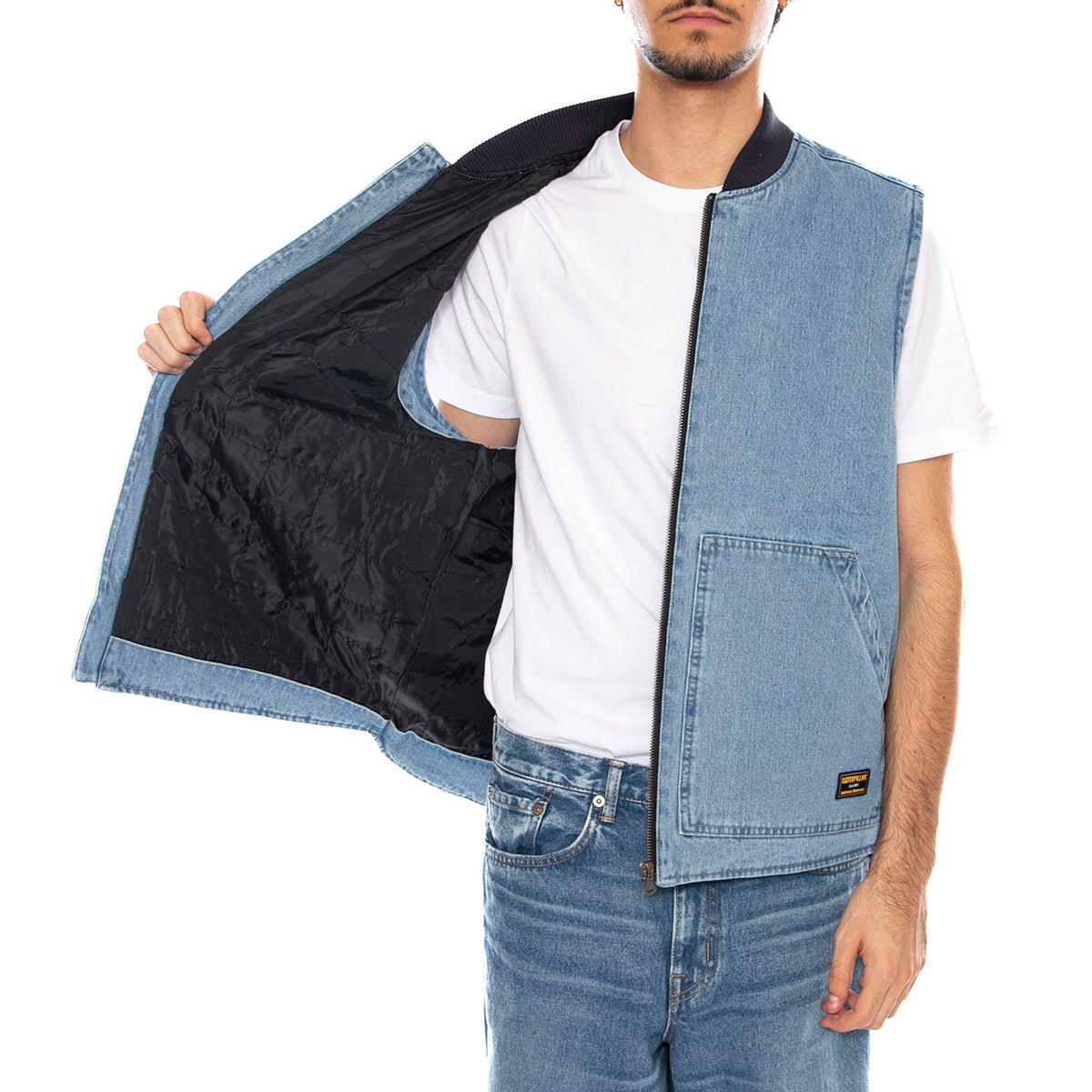Spring Denim Vest Light Wash - Giacca Smanicata Denim Jeans Uomo Blu 6040116 10135 CAT 