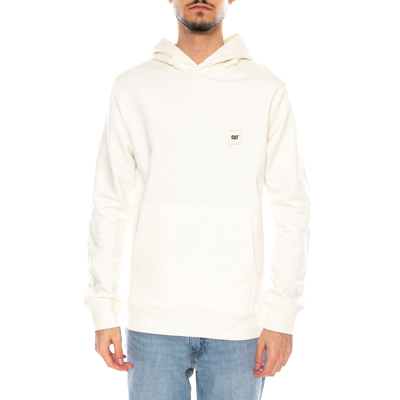 Essential Hoodie -- Felpa Uomo Bianca con Cappuccio 6050121 11-4300 CAT 