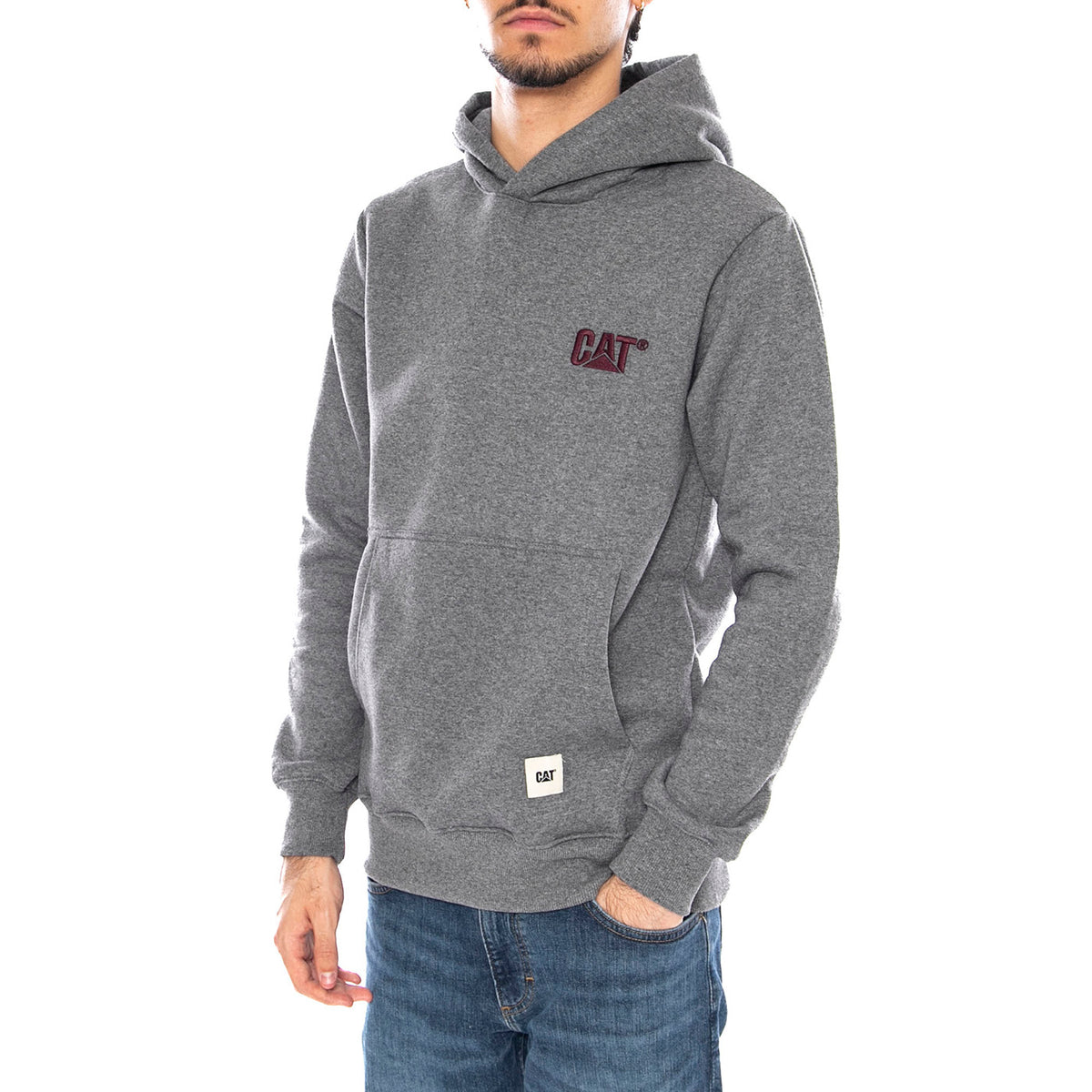 Logo Hoodie Heather Grey - Felpa con Cappuccio Uomo Grigia 6050193 10122 CAT 