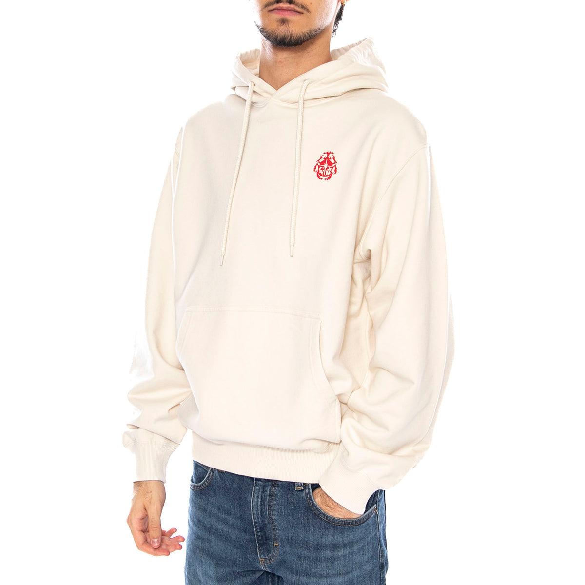 Beetle Hoodie Sweat Whisper White - Felpa con Cappuccio Uomo Bianca I035043.WHW.67. WHW.67 EDWIN 