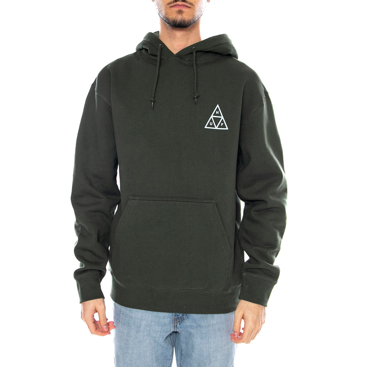 HUF Set TT P/O Hoodie -- Felpa Uomo Cappuccio Hunt Green PF00572 HUN HUF 