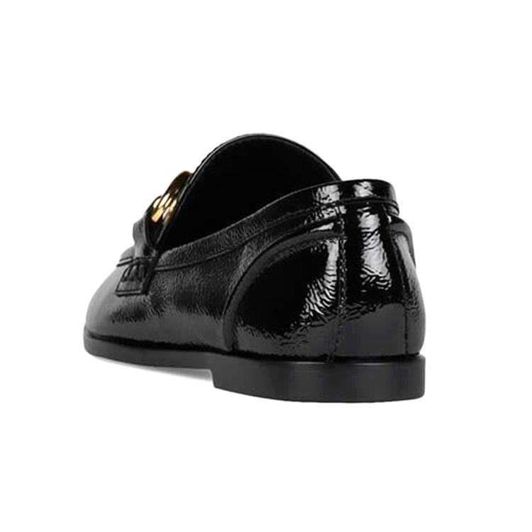 JEFFREY CAMPBELL VELVITEEN BLACK CRINKLE PATENT GOLD - Mocassini Donna Neri JCSJCD-131-1-90 . JEFFREY CAMPBELL 