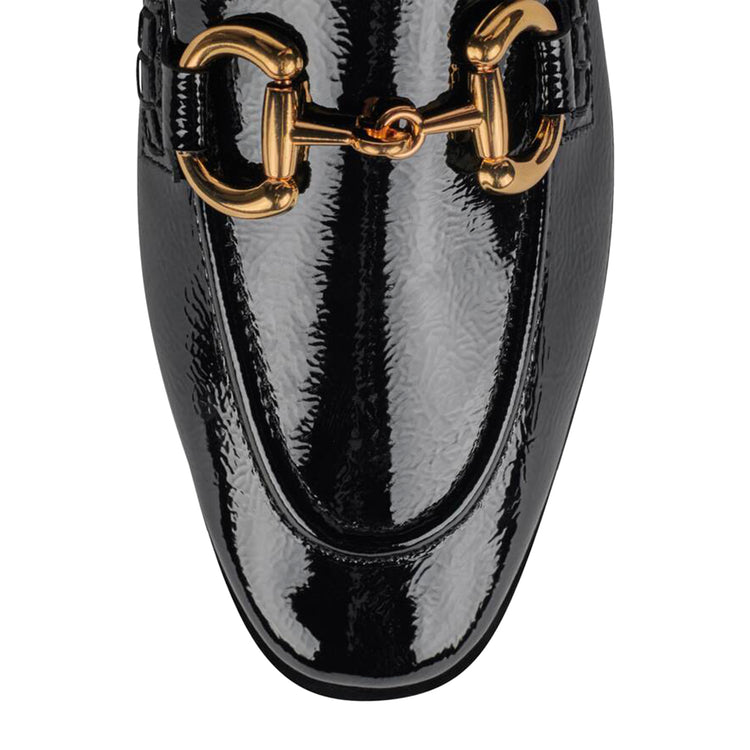 JEFFREY CAMPBELL VELVITEEN BLACK CRINKLE PATENT GOLD - Mocassini Donna Neri JCSJCD-131-1-90 . JEFFREY CAMPBELL 