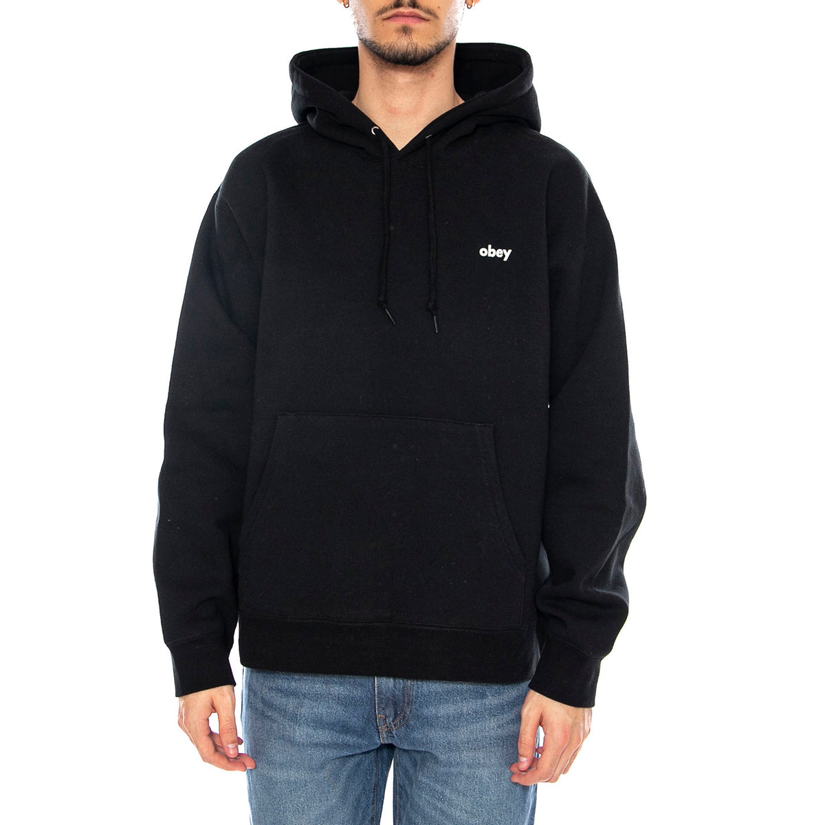 Obey Studios Icon Fleece Black -- Felpa Girocollo Uomo Nera 112843928 BLK OBEY 