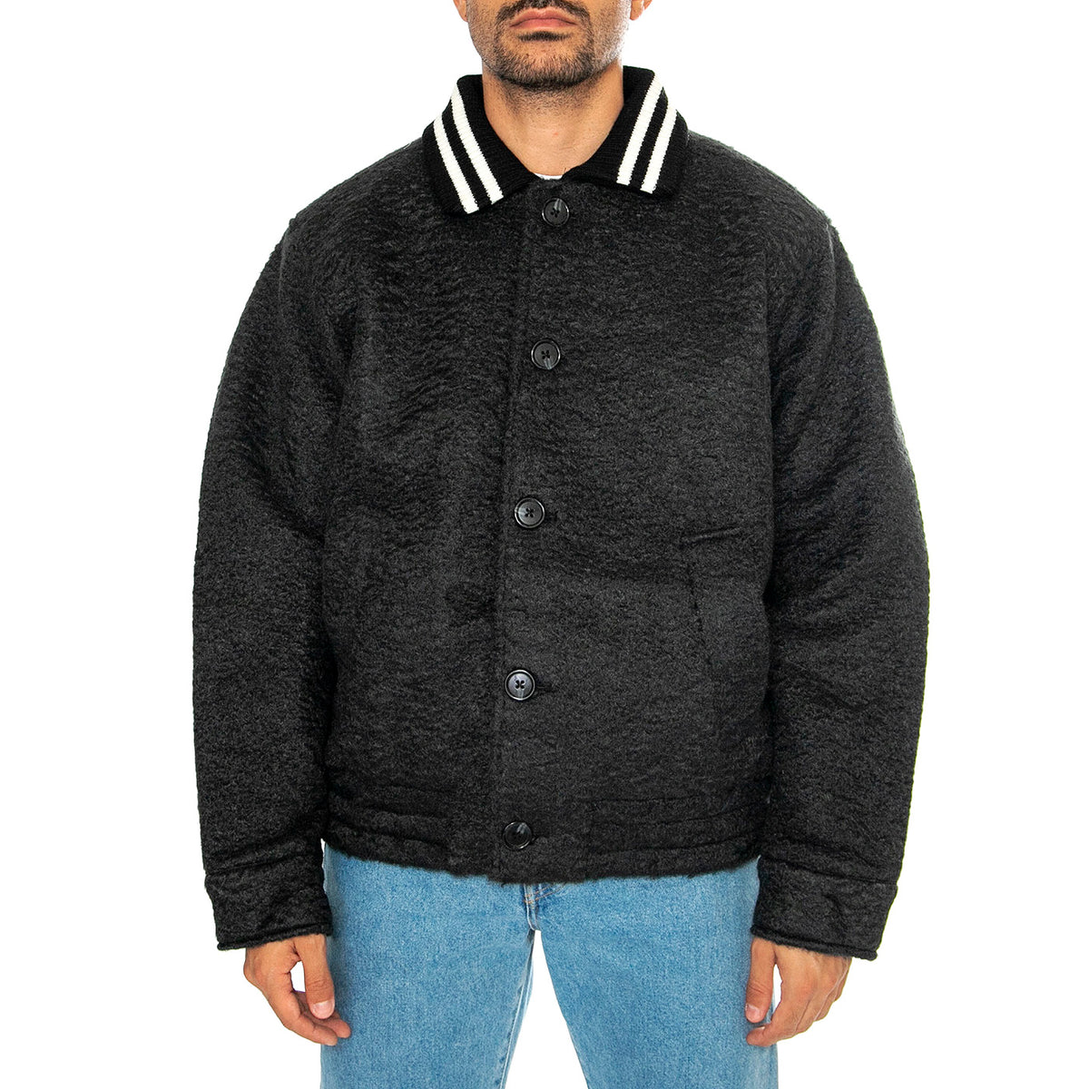 SAUNDERS BLOUSON JACKET BLACK - Giacca Varsity Uomo Nera 121800571 BLK OBEY 