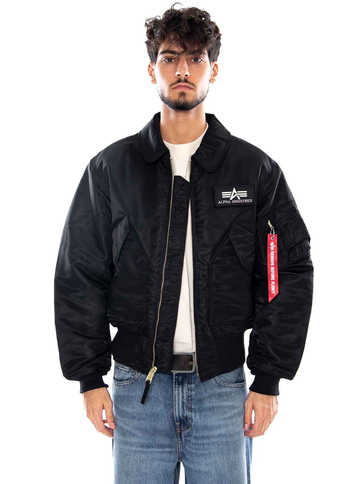 CWU 45 BOMBER JACKET BLACK - Giacca Bomber Uomo Nera 100102 03 ALPHA INDUSTRIES 
