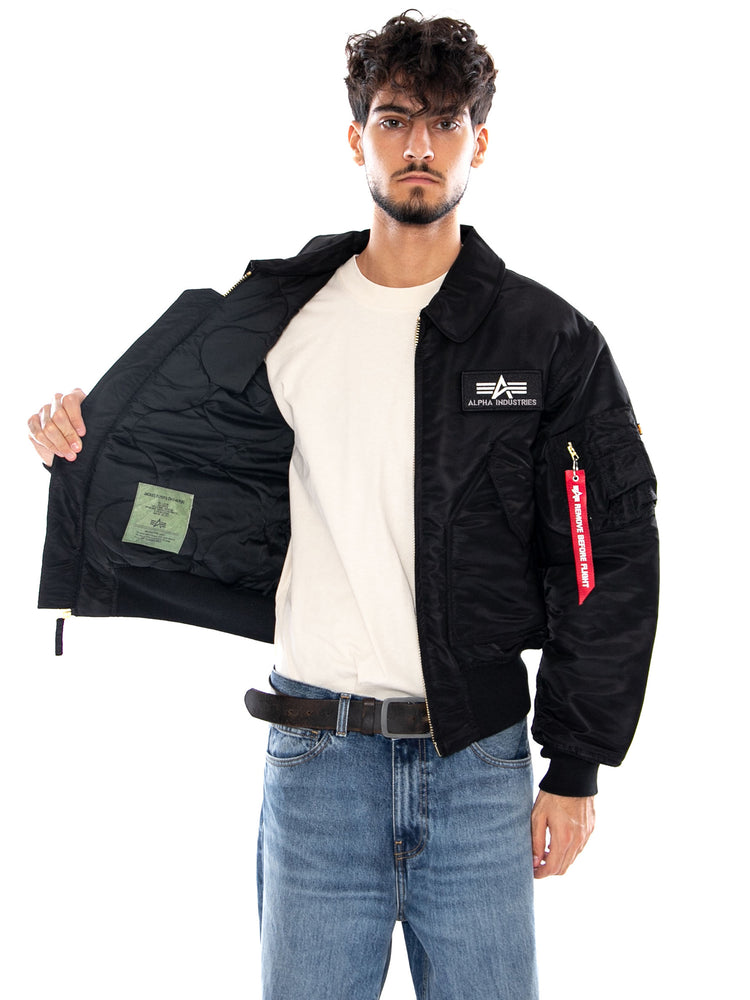 CWU 45 BOMBER JACKET BLACK - Giacca Bomber Uomo Nera 100102 03 ALPHA INDUSTRIES 