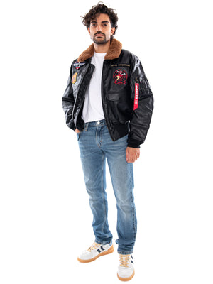 G-1 Devils Brigade Faux Leather Bomber Jacket - Giacca Uomo Nera 268133 03 ALPHA INDUSTRIES 