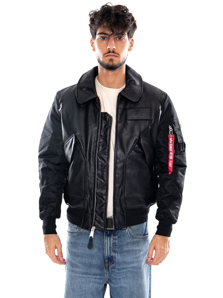CWU FAUX LEATHER MOD WINTER JACKET BLACK - Giacca Uomo Nera 268140 03 ALPHA INDUSTRIES 