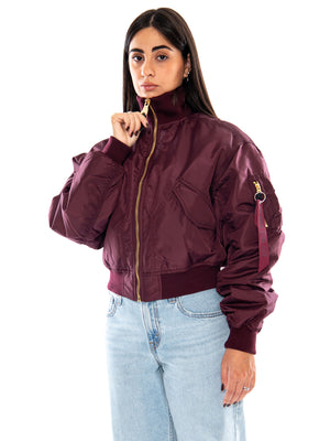 MA-1 Cropped Bomber -- Giacca Donna Dark Cherry Bordeaux F258010 608 ALPHA INDUSTRIES 