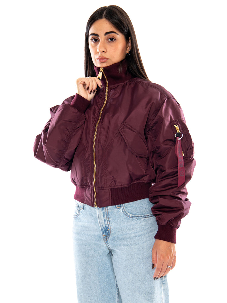 MA-1 Cropped Bomber -- Giacca Donna Dark Cherry Bordeaux F258010 608 ALPHA INDUSTRIES 