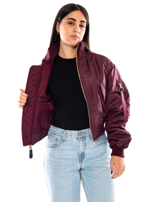 MA-1 Cropped Bomber -- Giacca Donna Dark Cherry Bordeaux F258010 608 ALPHA INDUSTRIES 