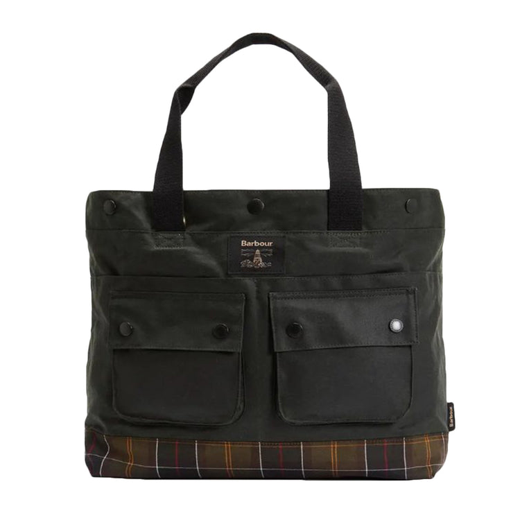 Barbour Field Wax Tote Bag Sage / Classic - Borsa a Tracolla Verde 262MUBA0750 SG91 BARBOUR 