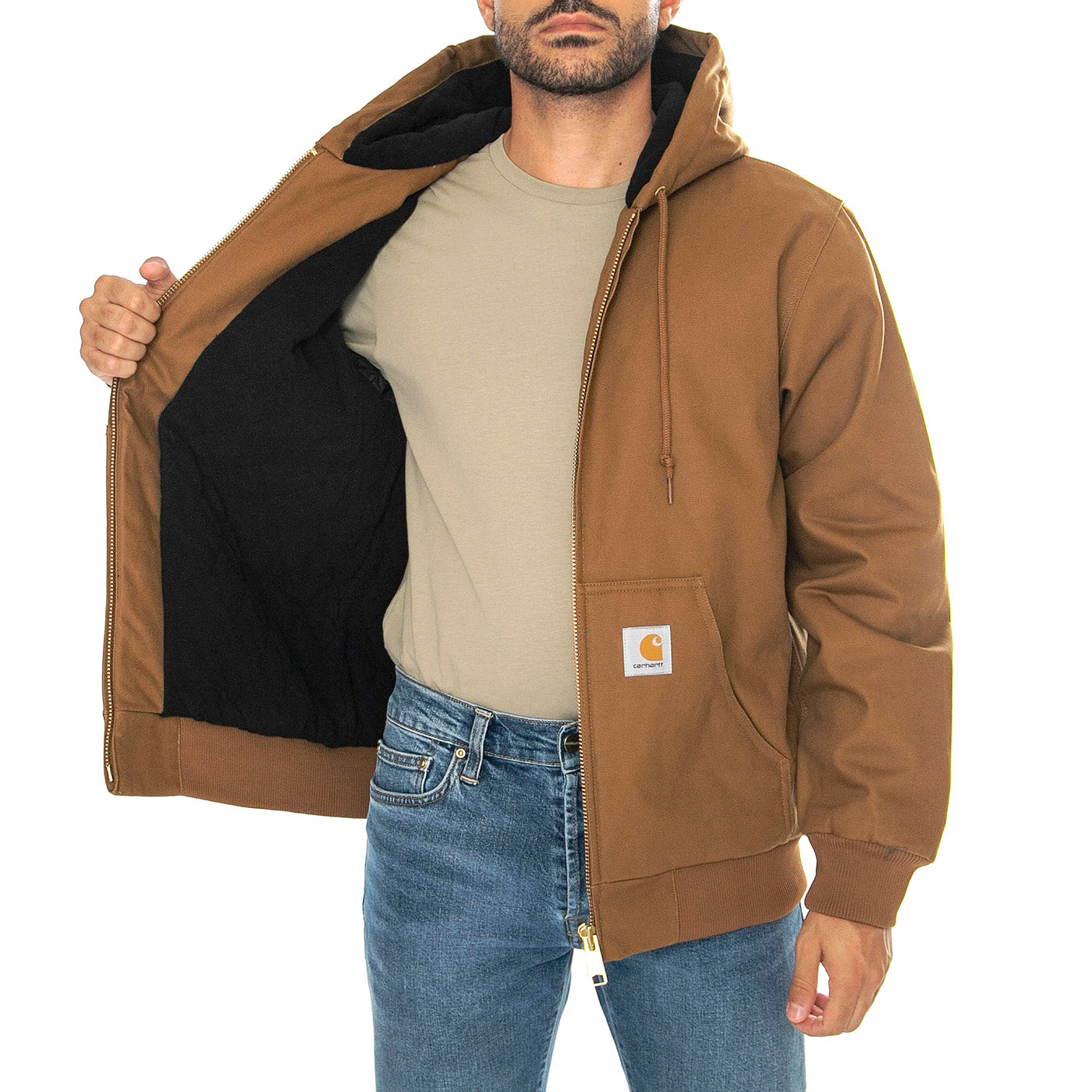 ACTIVE JACKET HAMILTON BROWN - Giacca con Cappuccio Uomo Marrone I023083 HZ01 CARHARTT WIP 