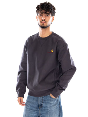 AMERICAN SCRIPT SWEAT GRAPHITE - Felpa Girocollo Uomo Grigia I025475 87XX CARHARTT WIP 