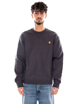 AMERICAN SCRIPT SWEAT GRAPHITE - Felpa Girocollo Uomo Grigia I025475 87XX CARHARTT WIP 