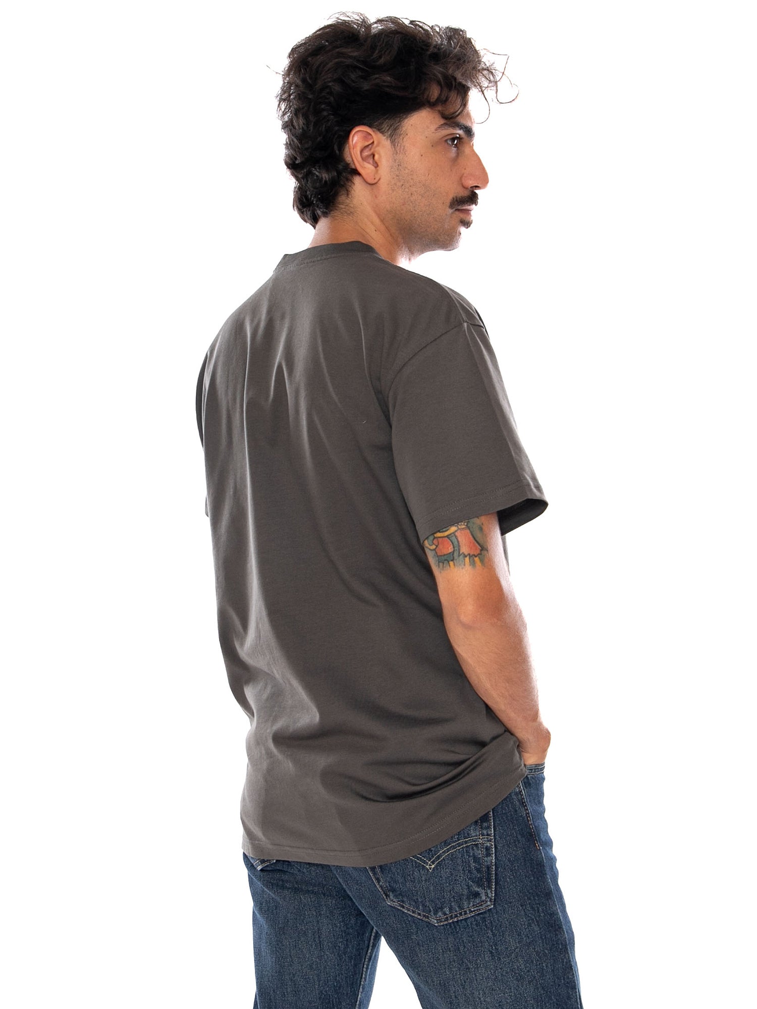 CARHARTT WIP S/S CHASE T-SHIRT SHUNGITE / GOLD - Maglietta Girocollo Uomo Verde I026391 3X9XX CARHARTT WIP 
