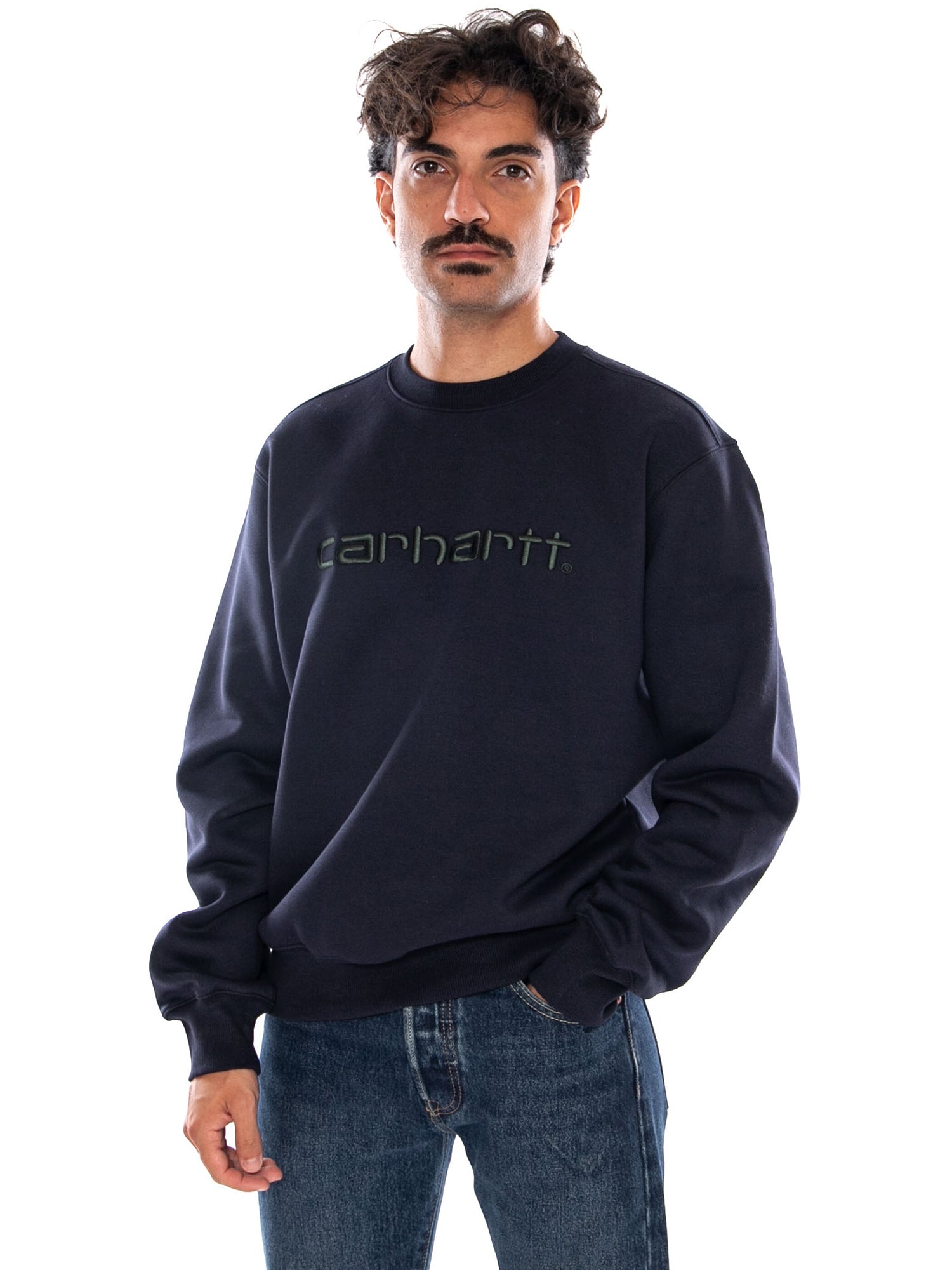 CARHARTT WIP CARHARTT SWEAT DARK NAVY / DARK SCARAB - Felpa Girocollo Uomo Blu I030546 3Z0XX CARHARTT WIP 