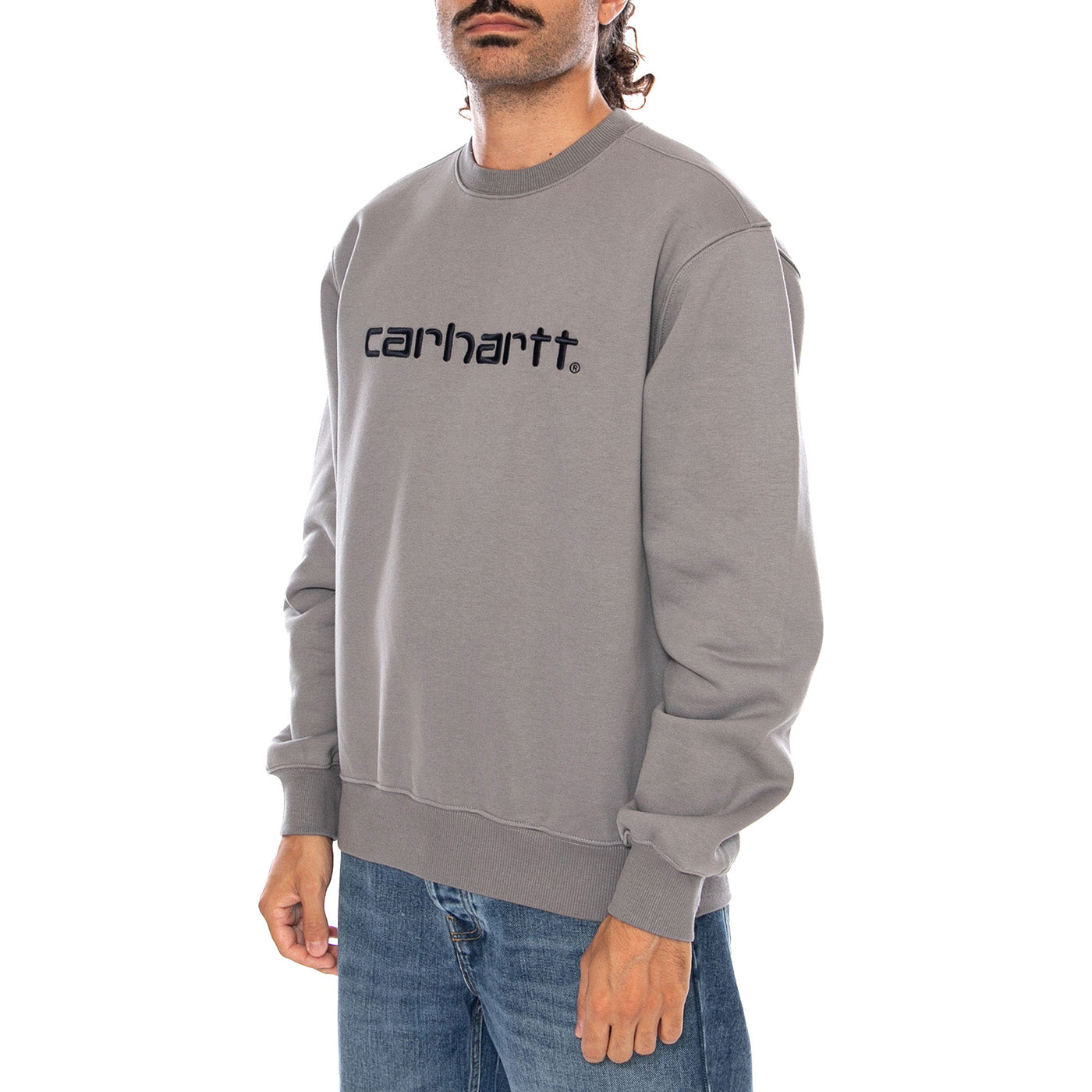 CARHARTT SWEAT SHADY GREY / DARK NAVY - Felpa Girocollo Uomo Grigia I030546 3Z4XX CARHARTT WIP 
