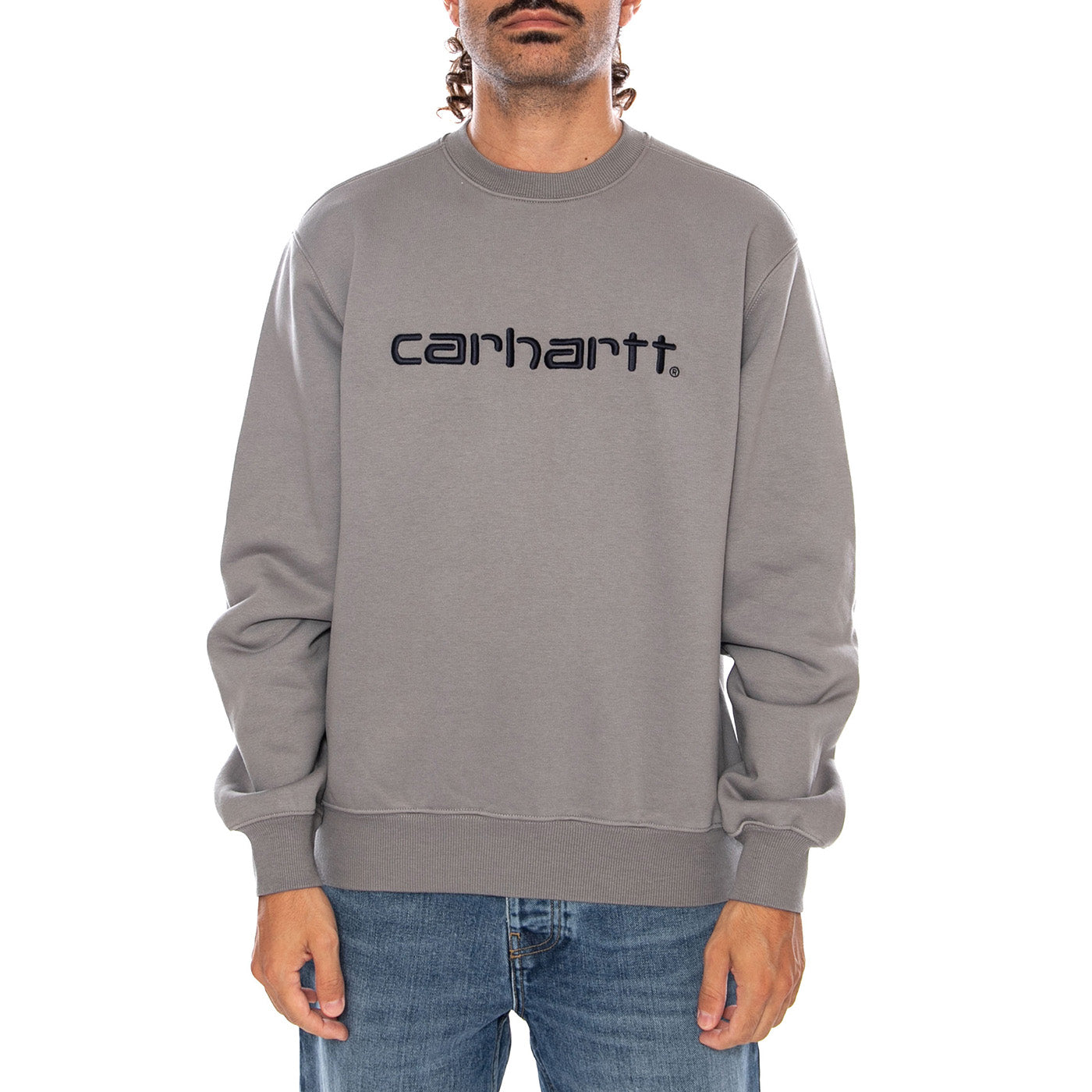 CARHARTT SWEAT SHADY GREY / DARK NAVY - Felpa Girocollo Uomo Grigia I030546 3Z4XX CARHARTT WIP 