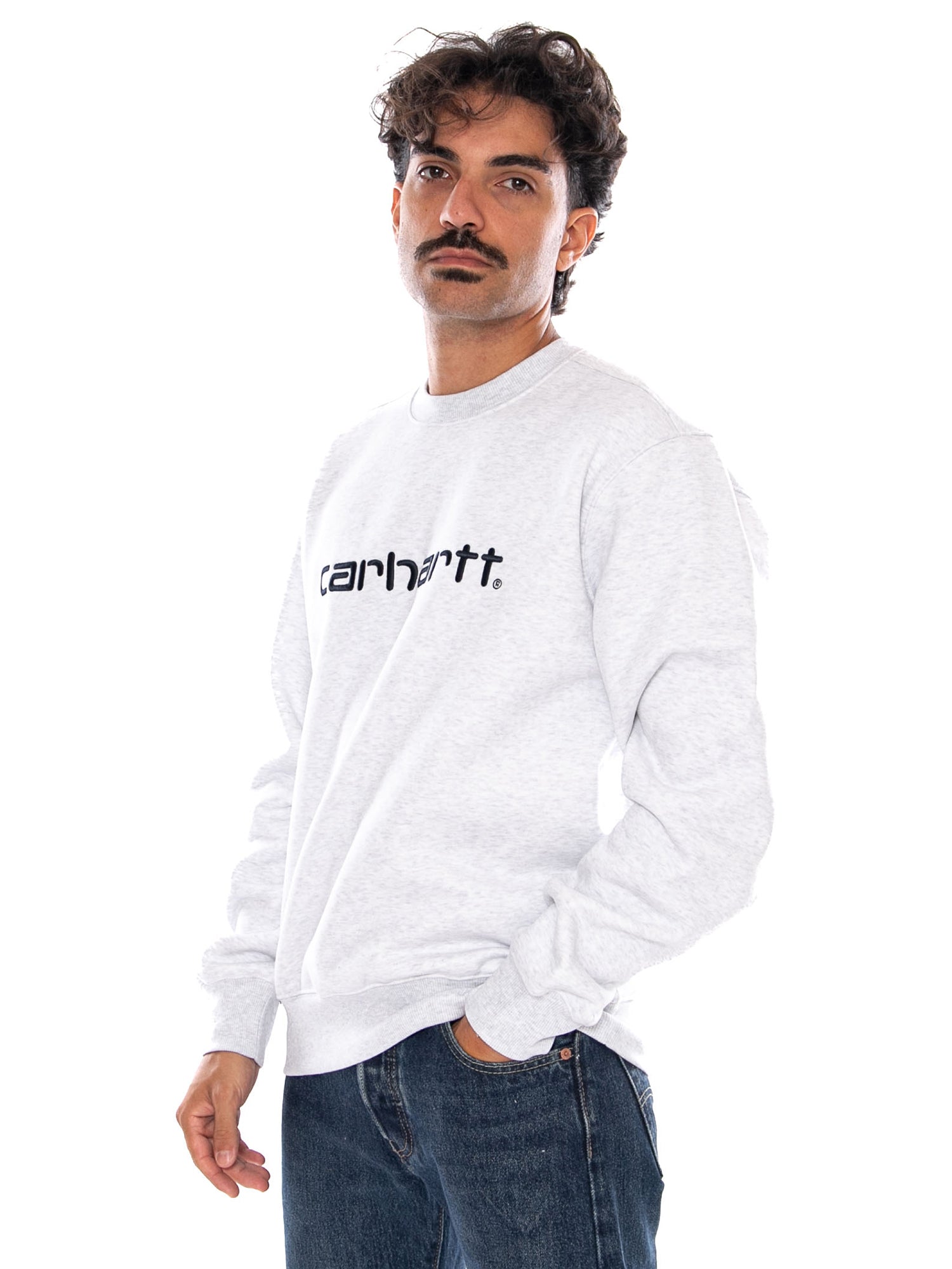CARHARTT WIP CARHARTT SWEAT ASH HEATHER / GRAPHITE - Felpa Girocollo Uomo Grigia I030546 3Z5XX CARHARTT WIP 