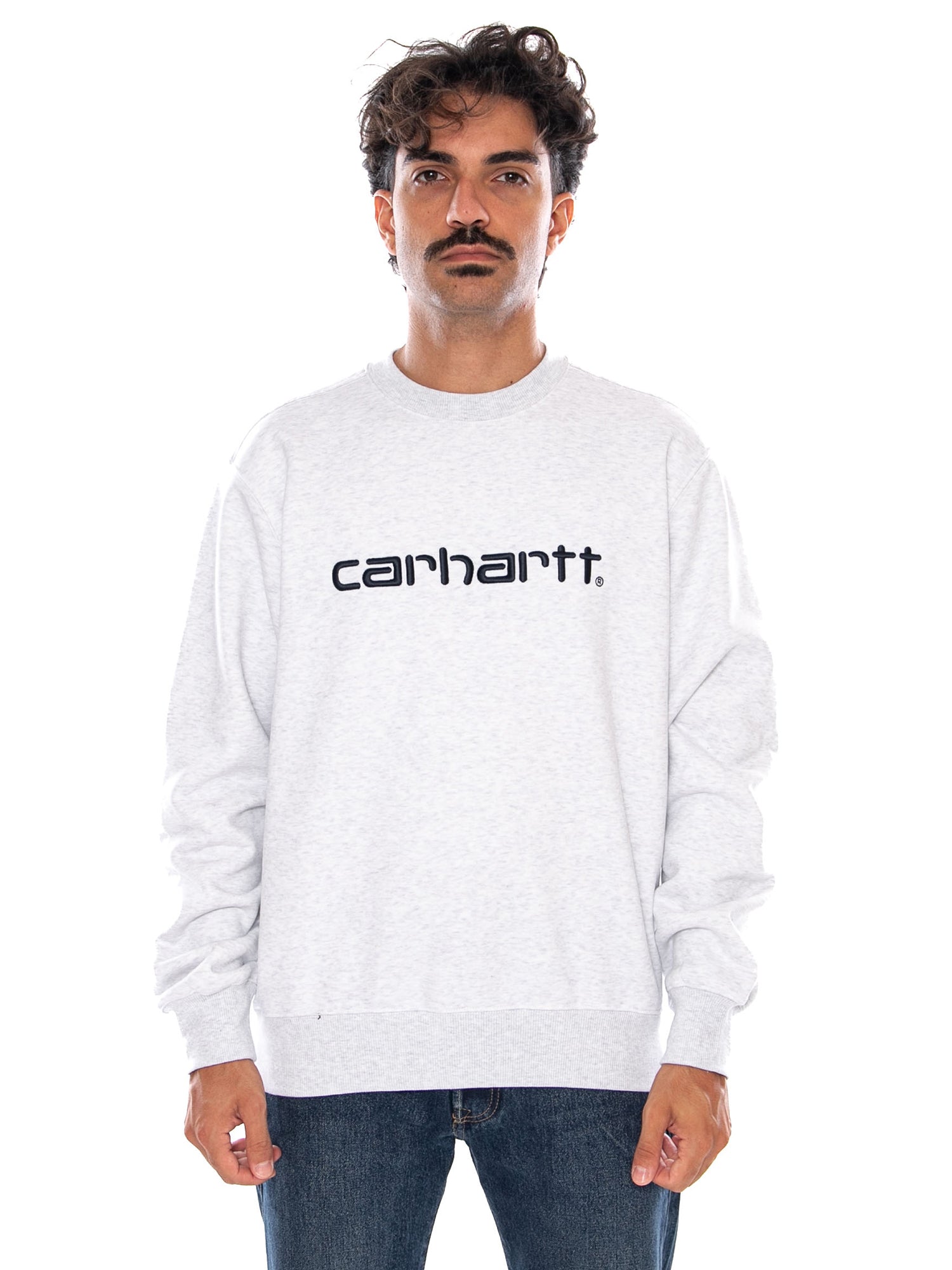 CARHARTT WIP CARHARTT SWEAT ASH HEATHER / GRAPHITE - Felpa Girocollo Uomo Grigia I030546 3Z5XX CARHARTT WIP 