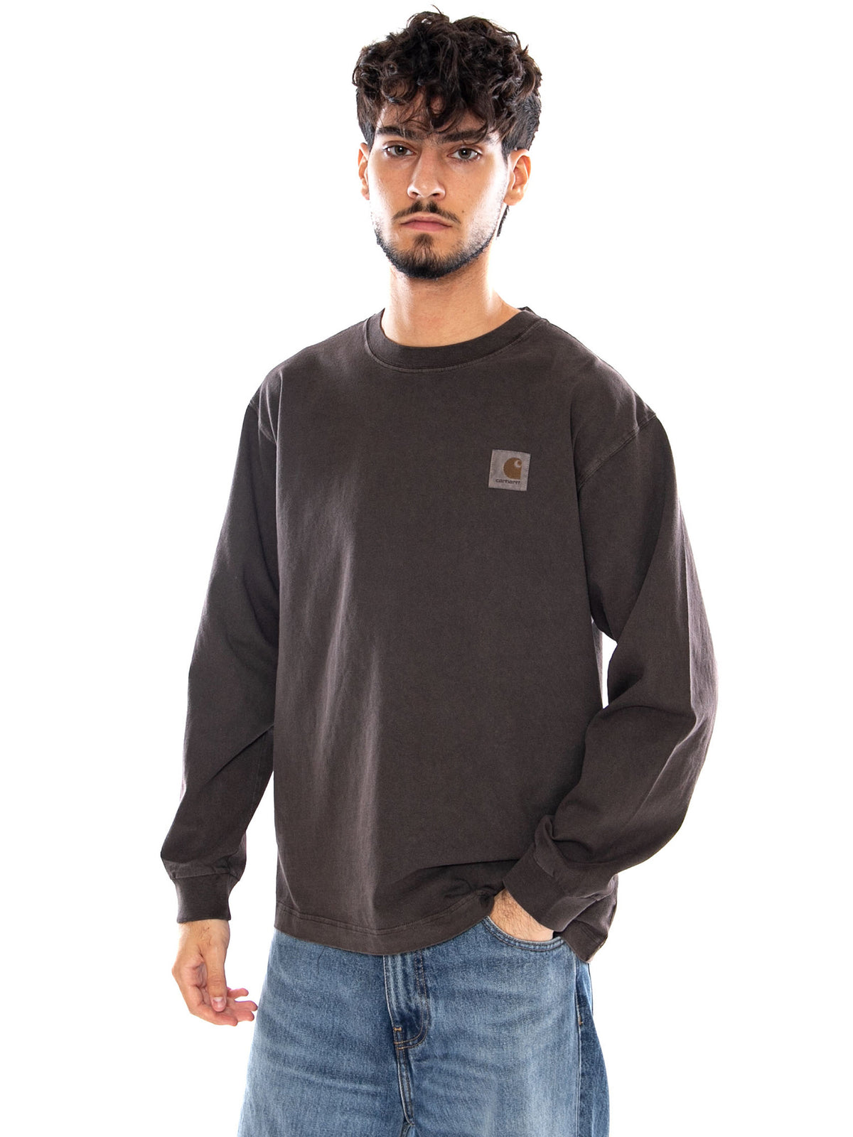 L/S VISTA T-SHIRT TOBACCO GARMENT DYED - Maglietta Girocollo Maniche Lunghe Uomo Marrone I030779 47GD CARHARTT WIP 