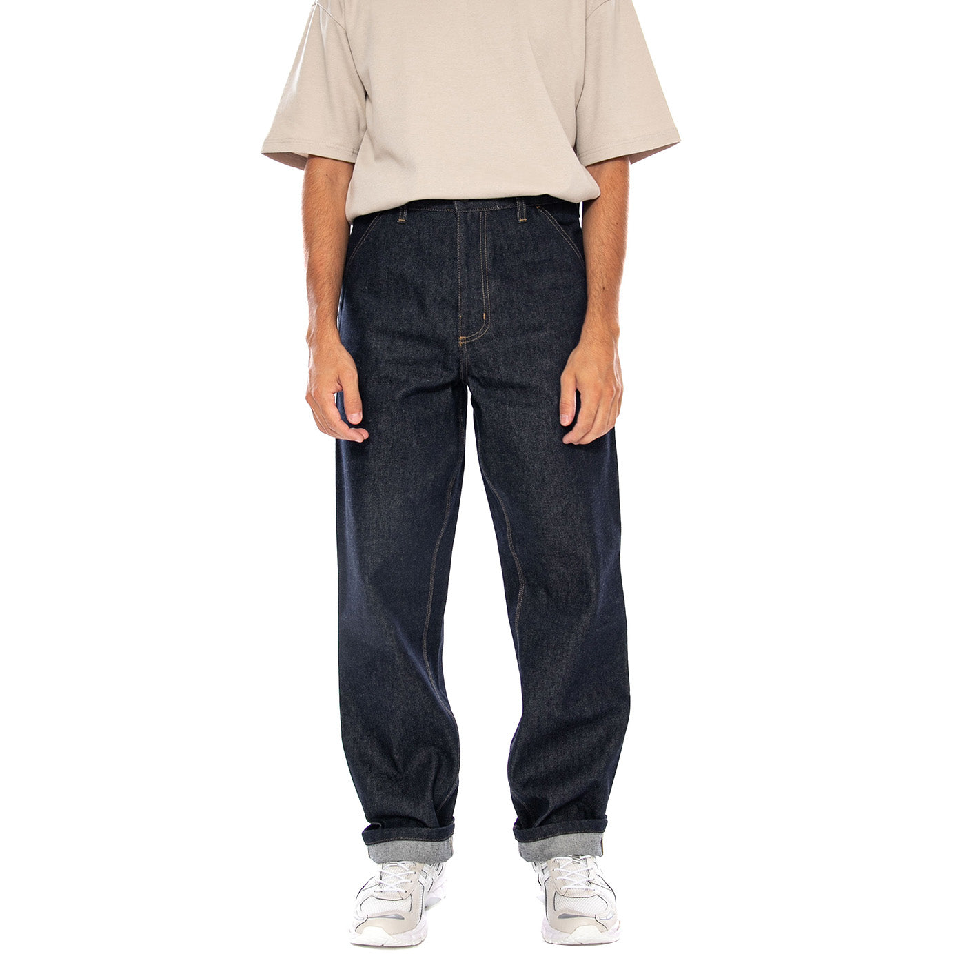 SINGLE KNEE PANT BLUE RIGID - Pantaloni Denim Jeans Uomo Blu I032024 0101 CARHARTT WIP 
