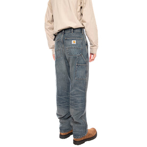 Single Knee Pant Blue, Worn used wash - Pantaloni Denim Jeans Uomo Blu I032024 014Q CARHARTT WIP 