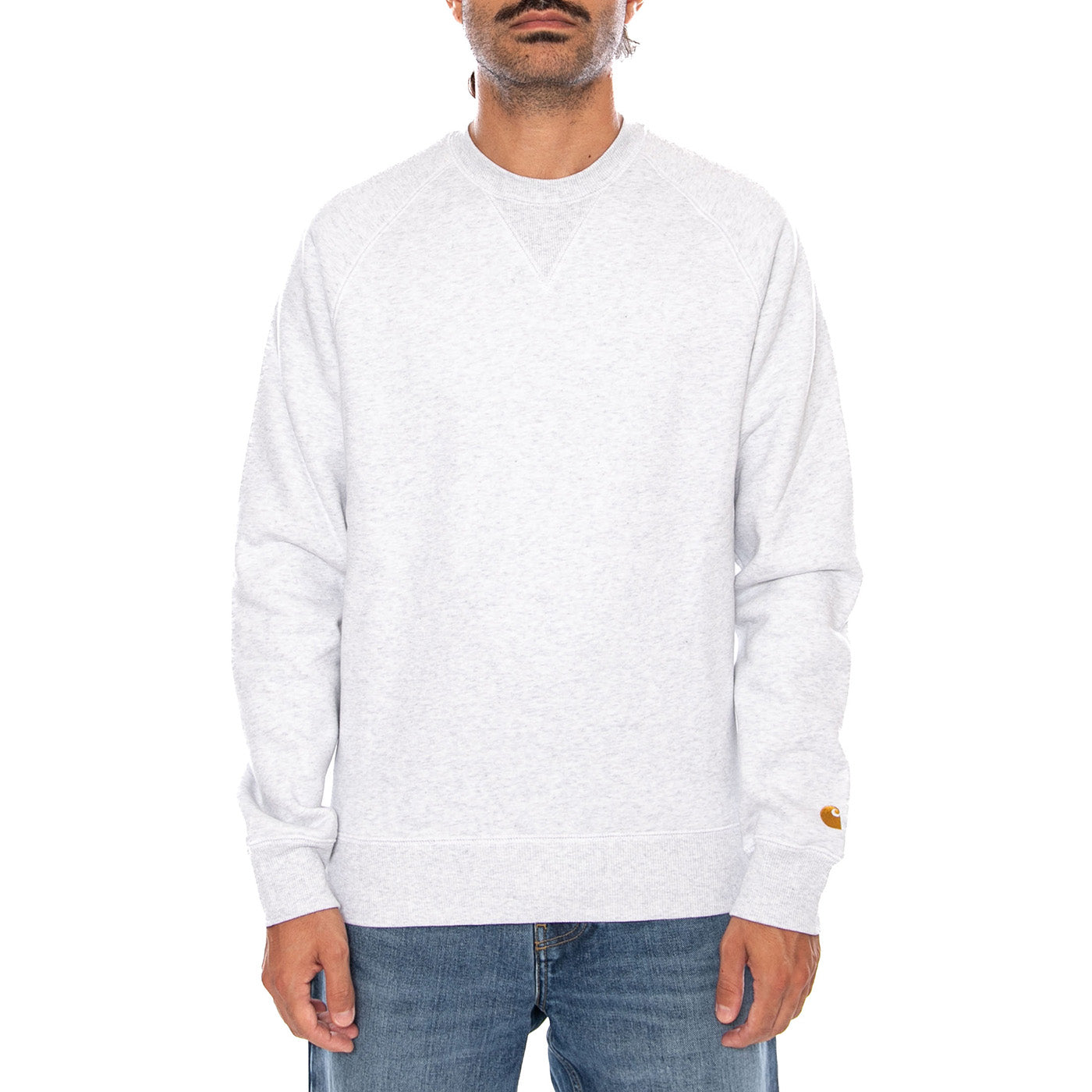 CHASE SWEAT ASH HEATHER / GOLD - Felpa Girocollo Uomo Grigia I033660 00JXX CARHARTT WIP 