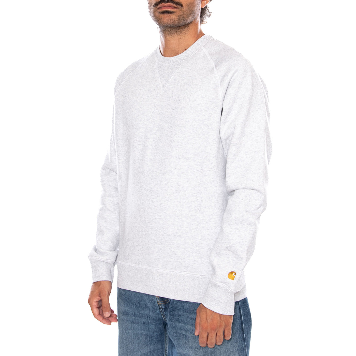 CHASE SWEAT ASH HEATHER / GOLD - Felpa Girocollo Uomo Grigia I033660 00JXX CARHARTT WIP 