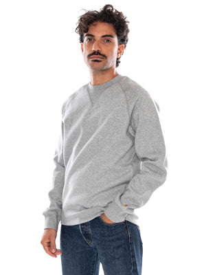 CARHARTT WIP CHASE SWEAT GREY HEATHER / GOLD - Felpa Girocollo Uomo Grigia I033660 00MXX CARHARTT WIP 
