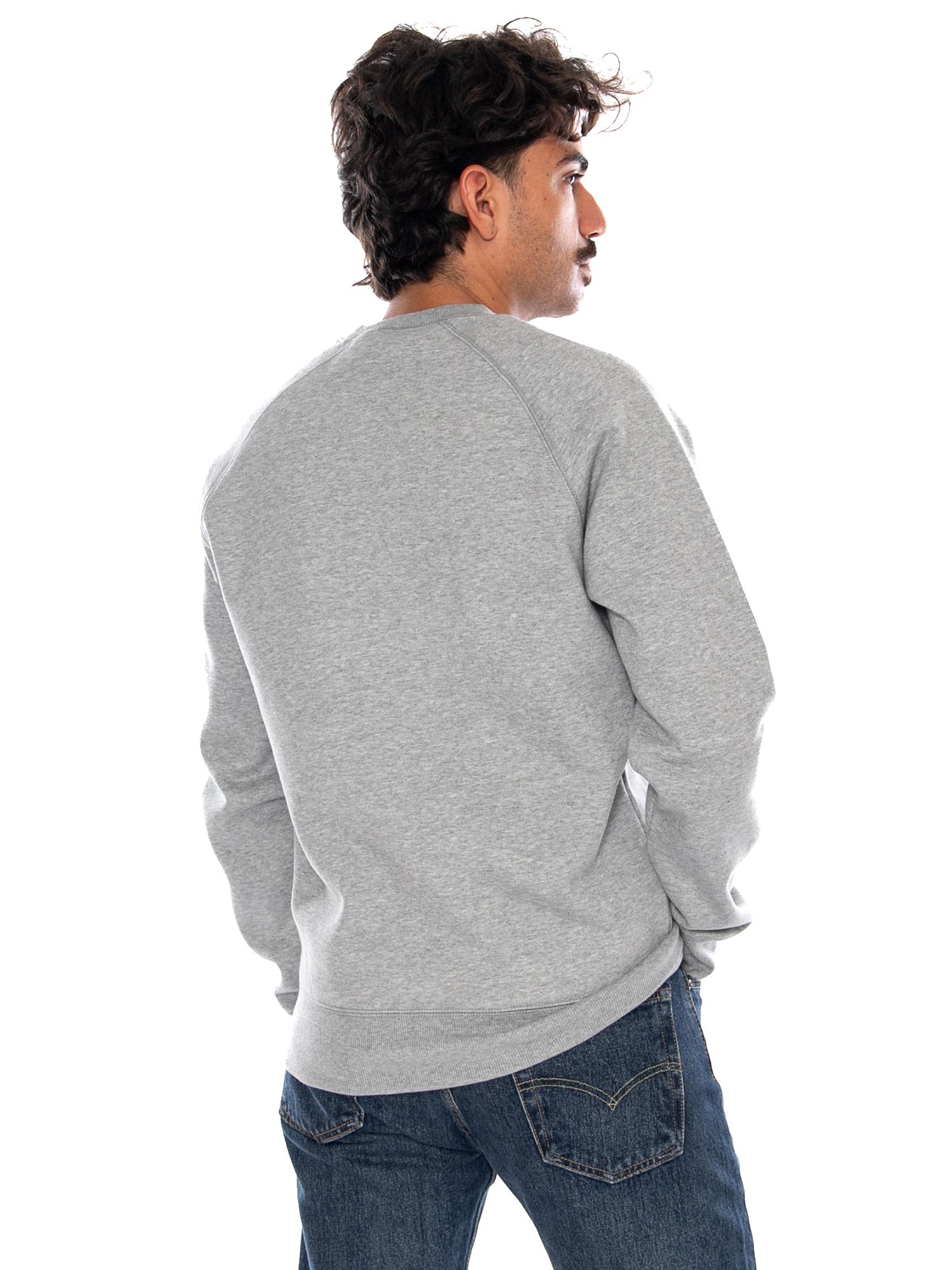 CARHARTT WIP CHASE SWEAT GREY HEATHER / GOLD - Felpa Girocollo Uomo Grigia I033660 00MXX CARHARTT WIP 