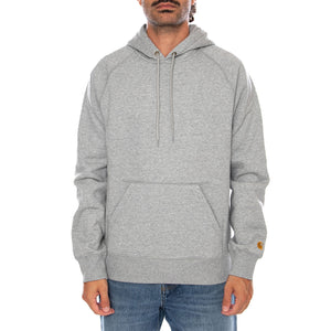 HOODED CHASE SWEAT GREY HEATHER / GOLD - Felpa con Cappuccio Uomo Grigia I033661 00MXX CARHARTT WIP 