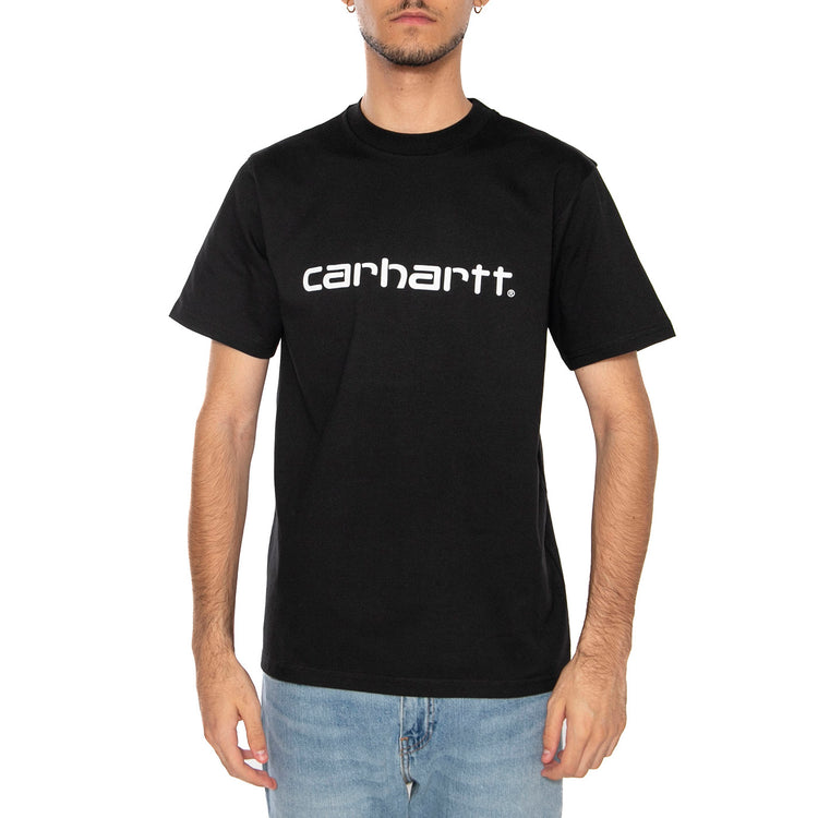 S/S SCRIPT T-SHIRT BLACK / WHITE - Maglietta Girocollo Uomo Nera I035700 0D2XX CARHARTT WIP 
