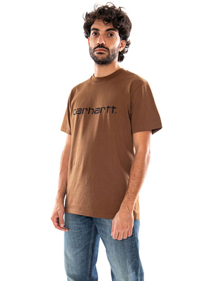 Carhartt WIP S/S Script T-Shirt Brown Black - Maglietta Uomo Girocollo Marrone I035700 3YYXX CARHARTT WIP 