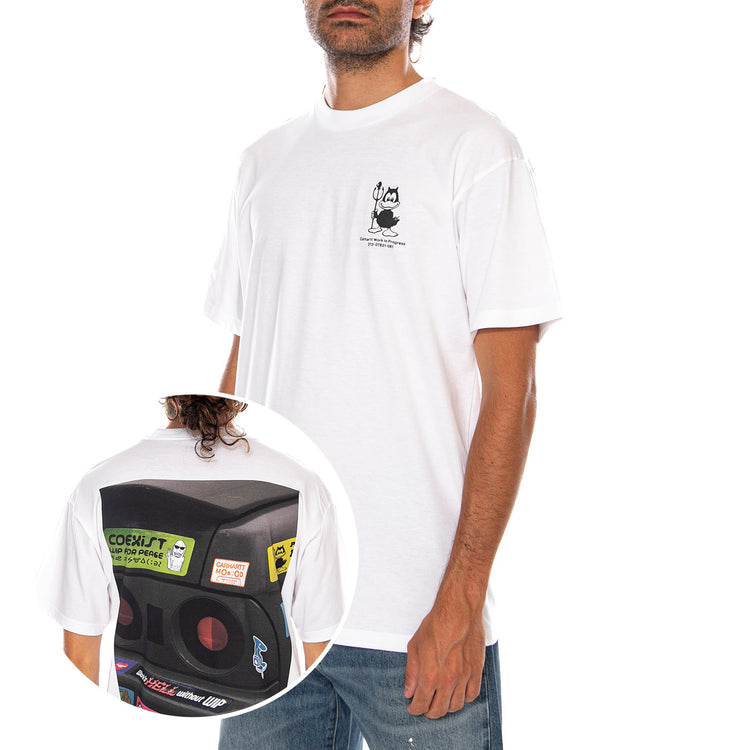 S/S BUMPER CAR T-SHIRT WHITE - Maglietta Girocollo Uomo Bianca I036888 02XX CARHARTT WIP 
