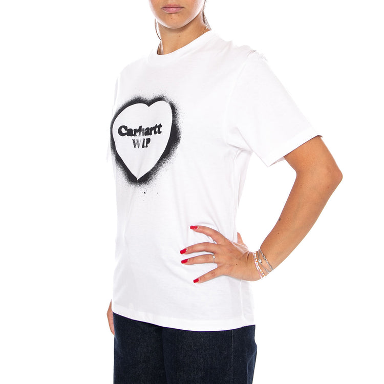 W' S/S SPRAY HEART T-SHIRT WHITE - Maglietta Girocollo Donna Bianca I036907 02XX CARHARTT WIP 