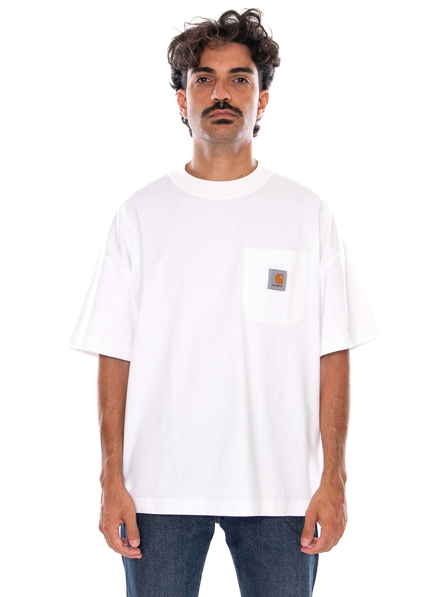 CARHARTT WIP S/S WORK POCKET T-SHIRT WHITE - Maglietta Girocollo Uomo Bianca I037015 02XX CARHARTT WIP 